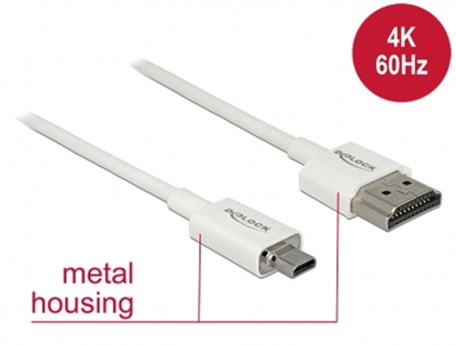 Attēls no Delock Cable High Speed HDMI with Ethernet - HDMI-A male > HDMI Micro-D male 3D 4K 1.5 m Slim High Quality