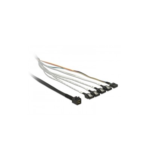 Picture of Delock Cable mini SAS HD SFF-8643 - 4 x SATA 7 pin + Sideband 0.5 m metal