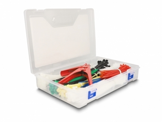 Picture of Delock Cable tie assortment box with cable tie installation tool 600 pieces assorted colours