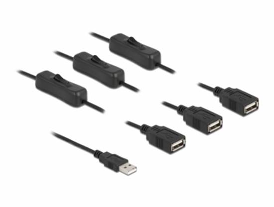 Изображение Delock Cable USB Type-A male to 3 x USB Type-A female with switch 1 m
