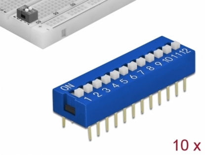 Изображение Delock DIP sliding switch 12-digit 2.54 mm pitch THT vertical blue 10 pieces