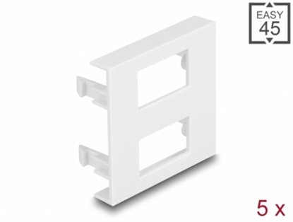 Attēls no Delock Easy 45 Module Plate 2 x Rectangular cut-out 12.5 x 21.5 mm, 45 x 45 mm 5 pieces white