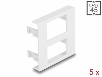 Picture of Delock Easy 45 Module Plate 2 x Rectangular cut-out 17 x 24.3 mm, 45 x 45 mm 5 pieces white