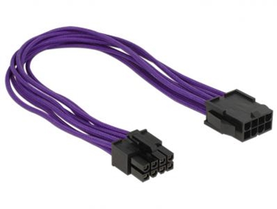 Picture of Delock Extension Power cable 8 pin EPS male  8 pin EPS female textile shielding purple