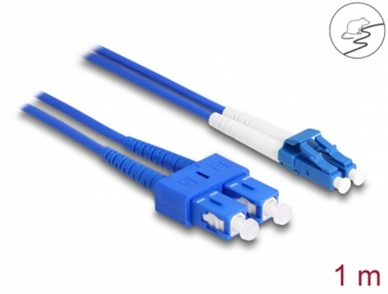 Изображение Delock Fiber Optical Cable with metal armouring LC Duplex to SC Duplex Singlemode OS2 1 m