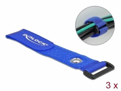 Attēls no Delock Hook-and-loop cable tie with Loop and Fastening Eyelet L 280 x W 38 mm blue 3 pieces