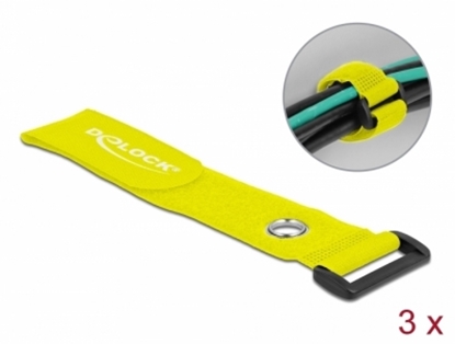 Attēls no Delock Hook-and-loop cable tie with Loop and Fastening Eyelet L 280 x W 38 mm yellow 3 pieces