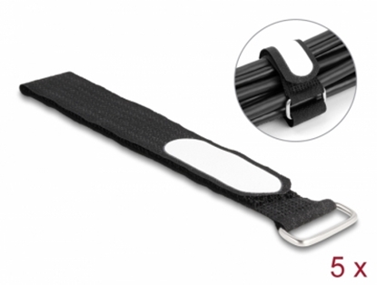 Attēls no Delock Hook-and-loop cable tie with loop and label tap L 305 x W 25 mm black 5 pieces