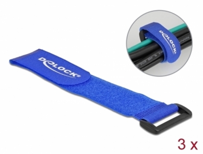 Attēls no Delock Hook-and-loop cable tie with loop L 280 x W 38 mm blue 3 pieces