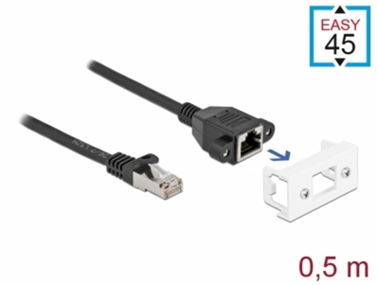 Изображение Delock Network Extension Cable for Easy 45 Module S/FTP RJ45 plug to RJ45 jack Cat.6A 50 cm black