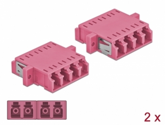 Picture of Delock Optical Fiber Coupler LC Quad female to LC Quad female Multi-mode 2 pieces purple