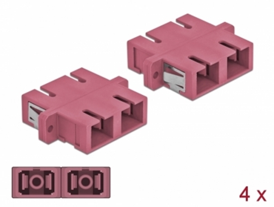 Picture of Delock Optical Fiber Coupler SC Duplex female to SC Duplex female Multi-mode 4 pieces violet