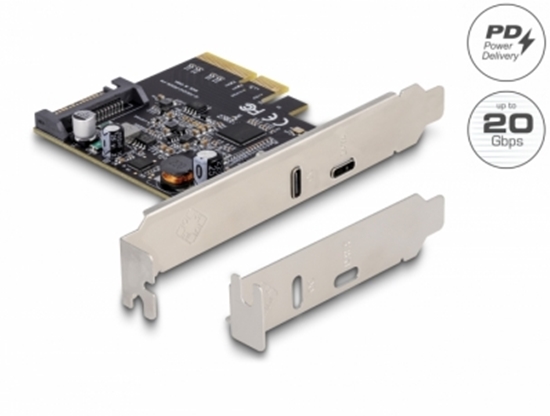 Picture of Delock PCI Express x4 Card to 1 x SuperSpeed USB 20 Gbps (USB 3.2 Gen 2x2) USB Type-C™ + 1 x USB Type-C™ PD 20 Watt