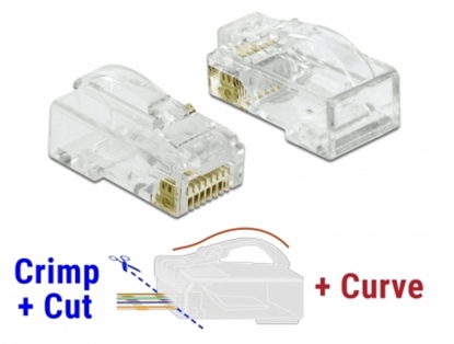 Изображение Delock RJ45 Crimp+Cut+Curve plug Cat.6 UTP 20 pieces