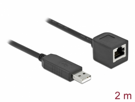 Picture of Delock Serial Connection Cable with FTDI chipset, USB 2.0 Type-A male to RS-232 RJ45 female 2 m black