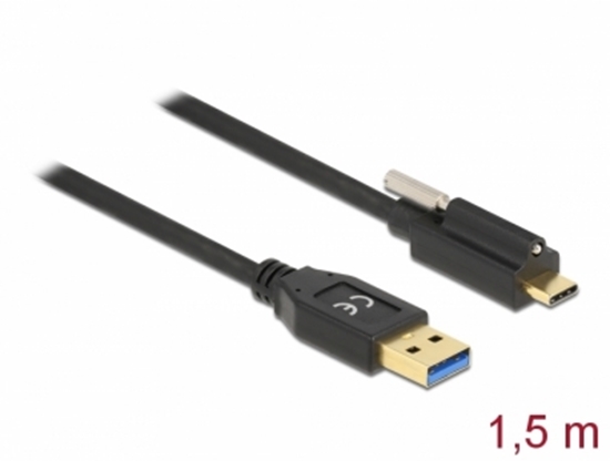 Изображение Delock SuperSpeed USB (USB 3.2 Gen 1) Cable Type-A male to USB Type-C™ male with screw on top 1.5 m