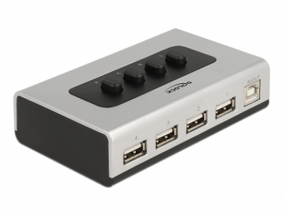 Изображение Delock Switch USB 2.0 with 1 x Type-B female to 4 x Type-A female manual bidirectional
