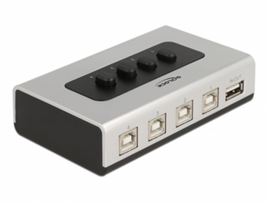 Изображение Delock Switch USB 2.0 with 4 x Type-B female to 1 x Type-A female manual bidirectional
