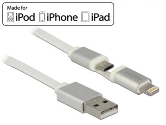 Picture of Delock USB data and power cable for Apple and Micro USB devices 1 m white