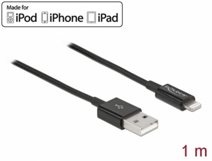 Изображение Delock USB data and power cable for iPhone™, iPad™, iPod™ black 1 m