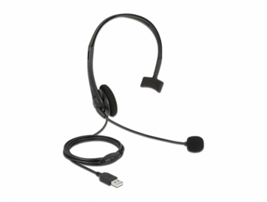 Изображение Delock USB Mono Headset with Volume Control for PC and Laptop - Ultra Lightweight