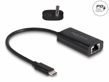 Изображение Delock USB Type-C™ Adapter to Gigabit LAN with Power Delivery 100 watt