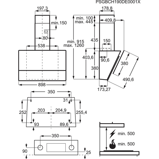 Изображение Electrolux LFV619K Wall-mounted Black 700 m³/h A