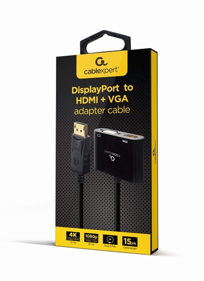 Изображение Gembird A-DPM-HDMIFVGAF-01 DisplayPort male to HDMI female + VGA female adapter cable, black