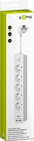 Picture of 5-way power strip with switch and 2 USB ports 1.5 m | Sockets quantity 5