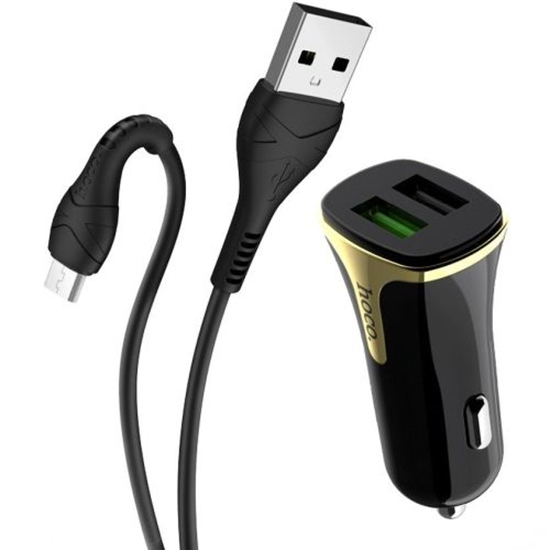 Изображение Hoco Z31 Car charger +  Micro USB cable 2xUSB QC3.0 18W