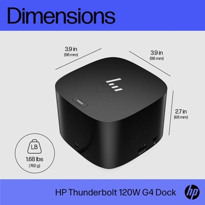 Attēls no HP TB Dock G4 120W - 4x USB 3.0, 2x USB-C(15W), 1x USB-C Thunderbolt 4, 2x DisplayPort, 1x HDMI, 1x RJ-45