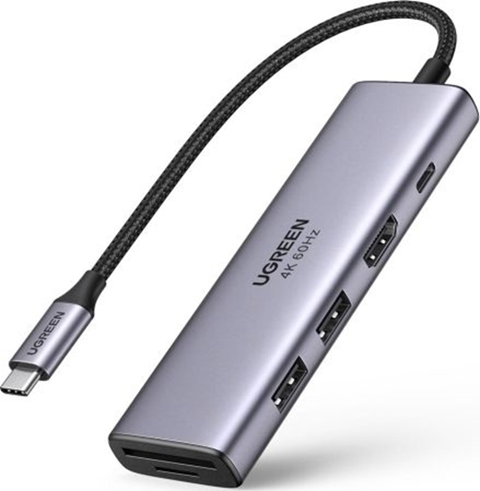 Изображение HUB USB Ugreen CM511 1x SD 1x USB-C 1x TF  + 2x USB-A 3.2 Gen1 (UGR1064GRY)