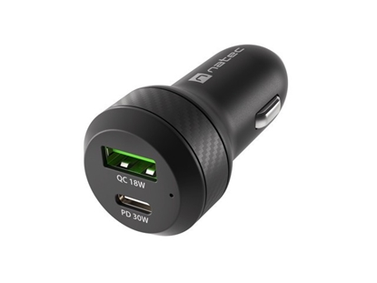 Attēls no Ładowarka samochodowa Coney 1x USB 1x USB-C QC 3.0 48W Czarna 