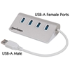 Picture of Manhattan USB-A 4-Port Hub, 4x USB-A Ports, 5 Gbps (USB 3.2 Gen1 aka USB 3.0), Bus Powered, Fast charging up to 0.9A, Equivalent to ST43004UA, SuperSpeed USB, Aluminium Housing, Windows and Mac, Silver, Three Year Warranty, Blister