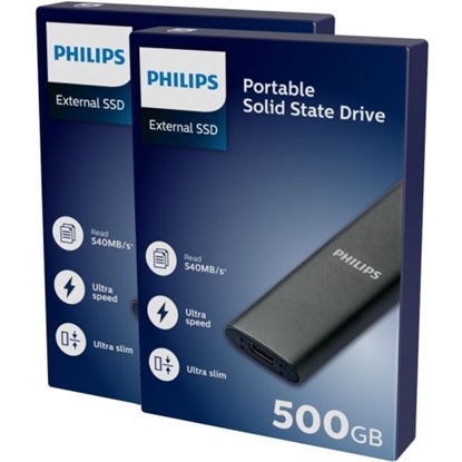 Attēls no Philips External SSD 500GB Ultra speed Space grey