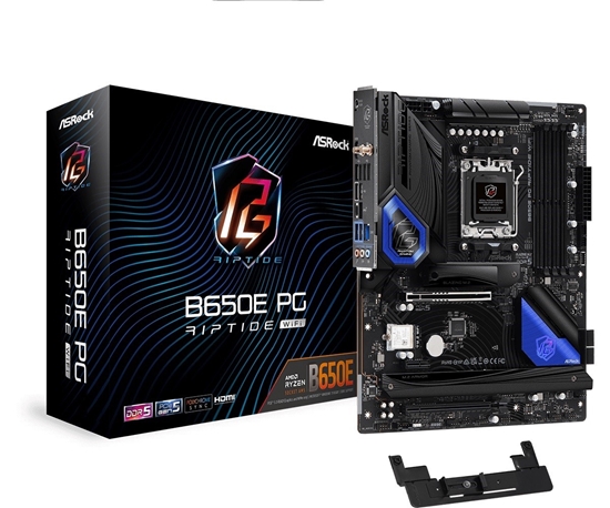 Изображение ASRock | B650E PG RIPTIDE WIFI | Processor family AMD | Processor socket AM5 | DDR5 DIMM | Supported hard disk drive interfaces SATA, M.2 | Number of SATA connectors 4