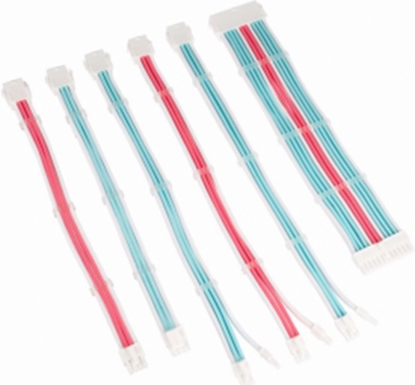 Attēls no PSU Kabeļu Pagarinātāji Kolink Core 6 Cables White / Neon Blue / Pure Pink