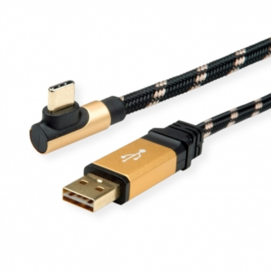 Picture of ROLINE GOLD  USB 2.0 Cable, reversible A - C 90° angled, M/M, 1.8 m