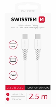 Изображение Swissten Power Delivery Data Cable USB-C to USB-C 5A (100W) 2.5m