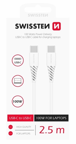 Picture of Swissten Power Delivery Data Cable USB-C to USB-C 5A (100W) 2.5m