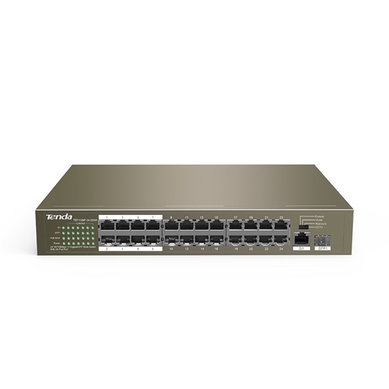 Picture of Tenda TEF1126P-24-250W network switch Unmanaged Fast Ethernet (10/100) Power over Ethernet (PoE) Grey