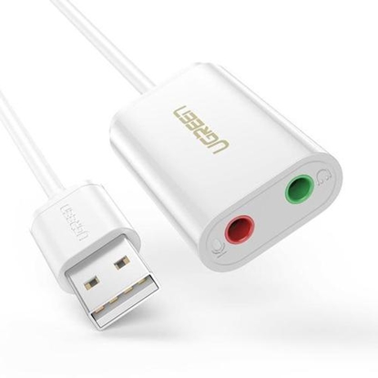 Изображение UGREEN USB-A To 3.5mm External Stereo Sound Adapter White 15cm