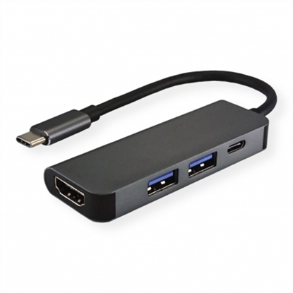 Attēls no VALUE Type C - HDMI Adapter, M/F, 2x USB 3.2 Gen 1 A F, 1x Type C (Power Deliver