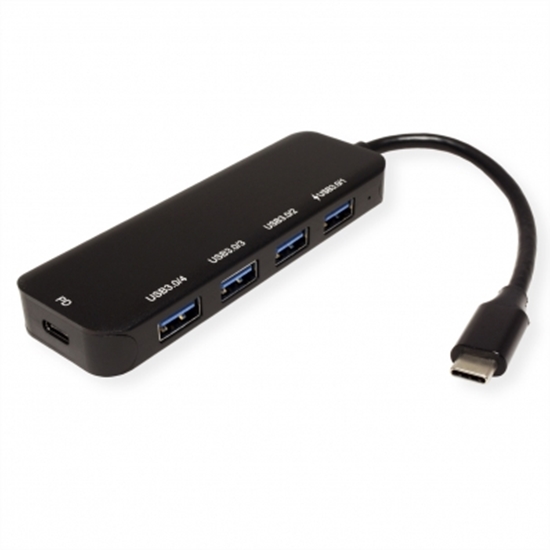 Изображение VALUE USB 3.2 Gen 1 Hub, 4 Ports, Type C connection cable, with PD