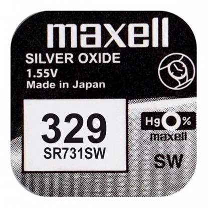 Picture of 329 baterijas 1.55V Maxell sudraba-oksīda SR731SW iepakojumā 1 gb.