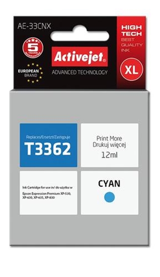 Изображение Tusz Activejet AE-33CNX tusz cyan do drukarki Epson (zamiennik Epson 33XL T3362) Supreme