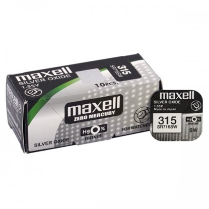 Attēls no BAT315.MX1; 315 baterijas 1.55V Maxell sudraba-oksīda SR716SW, 314 iepakojumā 1 gb.