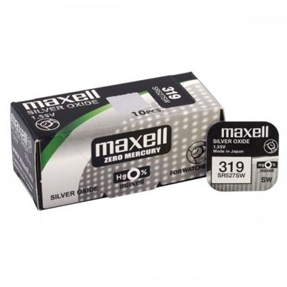 Attēls no BAT319.MX1; 319 baterijas 1.55V Maxell sudraba-oksida SR527SW iepakojuma 1 gb.