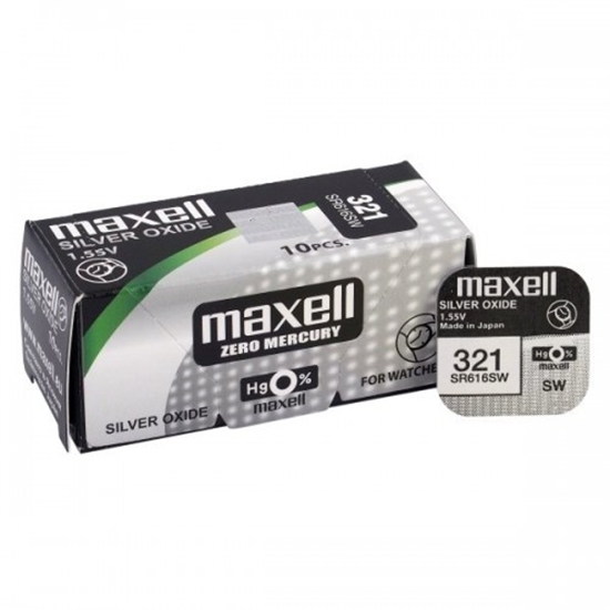 Изображение BAT321.MX1; 321 baterijas 1.55V Maxell sudraba-oksida SR616SW iepakojuma 1 gb.