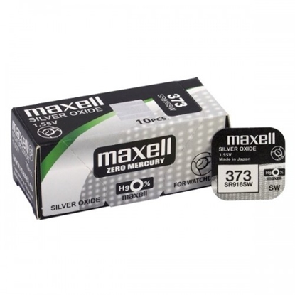 Attēls no BAT373.MX1; 373 baterijas 1.55V Maxell sudraba-oksīda SR916SW iepakojumā 1 gb.